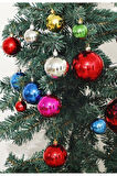 6’lı Yılbaşı Çam Ağacı Topları Süsleri 4 cm Renkli Parlak Şık Noel Çam Ağacı Süsü Ev ve Ofis Dekoru 