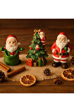 YeniYıl Ruhunu Yansıtan 3’lü Yılbaşı Noel Baba Biblo Seti Masa Figürleri Ev Ofis Vitrin Dekoru 10 Cm