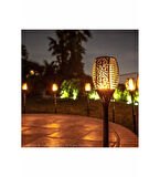 3 Adet Güneş Enerjili Solar Alev Efektli Meşale Lambası Bahçe Yürüyüş Yolu Aydınlatması Dekor LED