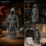 Prestij Güç Sembolü Tarihi Osmanlı Zırhlı Pelerinli Savaşçı Asker Biblo Anlamlı Hediye Gümüş 28 CM