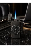 Premium Saatli LED Işıklı Jet Alevli Metal Çakmak Özel Lüks Çakmak Prestij Hediye Dolu Gönderim Füme