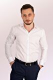 Erkek Beyaz İthal Saten Slimfit Gömlek