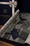 Yeşil Gri Dama Desenli Oduncu Slimfit Gömlek