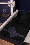 Siyah Armür Desenli Slimfit Erkek Gömlek