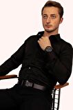 Siyah Armür Desenli Slimfit Erkek Gömlek