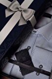 Mavi Nokta Desenli Armürlü Slimfit Gömlek