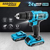 ANS1045 24 Volt Mavi Çift Akülü Matkap Seti