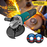 Anadolu Strong ANS1006 Devir Ayarlı Spral Taşlama 1100 watt 125 mm Disk Çapı 2 Adet Disk Hediye