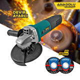 Anadolu Strong ANS1006 Devir Ayarlı Spral Taşlama 1100 watt 125 mm Disk Çapı 2 Adet Disk Hediye