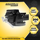 Anadolu Strong Büyük Boy 200mm 8" Dövme Çelik Sabit Tezgah Masa Mengenesi