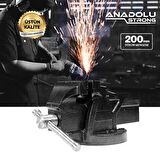 Anadolu Strong Büyük Boy 200mm 8" Dövme Çelik Sabit Tezgah Masa Mengenesi
