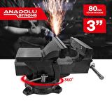 Büyük Boy 80mm 3'' 360'' Dönerli Taban Dövme Çelik Sabit Tezgah Masa Mengenesi