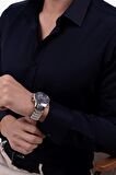 Lacivert Saten Slimfit Erkek Gömlek