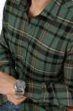 Yeşil Turuncu Çizgili Slimfit Oduncu Gömlek