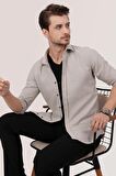 Sütlü Kahve Slimfit Düz Oduncu Gömlek