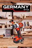 Germany Style GRMPRO7036T 21 Volt Kırmızı Çift Akülü Matkap Seti