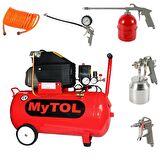 MYTOL 50 Litre Hava Kompresörü 2 Hp 8 Bar ve 5Li Havalı Set