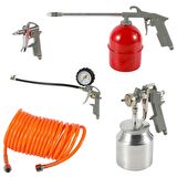 ROWERMAX 5 Li Havalı Set Boya Tabancası Mazot Tabancası Hava Şişirme Lastik Şişirme Ve Esnek Hortum 