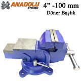 Büyük Boy 100mm 4" 360" Dönerli Taban Dövme Çelik Sabit Tezgah Masa Mengenesi
