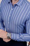 Mavi Beyaz Çizgili Slimfit   Gömlek