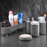 Banyo Takımı Diş Fırçalık Sıvı Sabunluk Katı Sabunluk Pamukluk 5 Lİ Set Gri