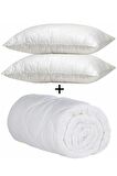 Clasy Çift Kişilik Microfiber Silikon Elyaf Yorgan Ve 2 Adet Silikon Yastık
