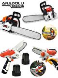  2.9hp Benzinli Motorlu Testere 45cm Palalı +Çift Akülü  Dal Budama Testeresi  Set