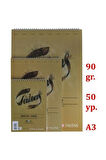 A3 Eskiz Bloğu Üsten Spiralli 90 gr 50 Yaprak T090a350us