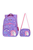 Lisanslı Lila Little Horse Desenli Kız Ilkokul Sırt Çantası Ve Beslenme Çantası