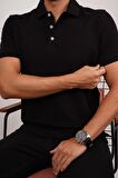 Siyah Yaka Desenli Erkek Polo Tişört