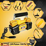 Profesyonel Çift Pistonlu 12 V 150 Psi Dakikada 85 Lt Araç Araba Lastik Bot Şişirme Kompresörü