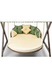 Dominik Swing Ahşap Rattan Salıncak Dış Mekan Bahçe Balkon Ve Teras Salıncağı Krem