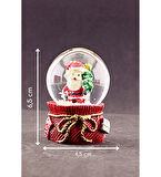 Yeni Yıl Hediyesi Dekoratif Yeni Yıl Noel Baba ve Çam Ağacı Temalı Mini Boy Kar Küresi 6,5 cm