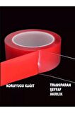 Çift Taraflı Çok Kuvvetli Silikonlu Su Geçirmez Akrilik Şeffaf Bant 18mm X 2mt