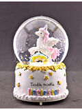 Unicorn Kar Küresi Orta Boy Işıklı Müzikli Sevgiliye Hediye Little Star Gökkuşağı 12cm