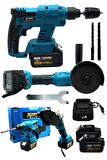 Rowermax 99980VFX  36 V Çift Akülü Hilti -Taşlama Seti Kırıcı Delici Taşıma Çantalı