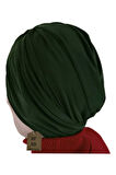 Bone Hazır Geçmeli Dış Bone Tarz Tesettür Yarım Kapalı Şal Hijab Sosyete Bone Süslü Haki Sandy Kumaş