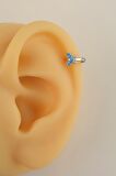 Mavi Kelebek Halka Tragus Piercing Helix Kıkırdak Lob