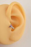 Mor Kelebek Halka Tragus Piercing Helix Kıkırdak Lob Gümüş Renkli