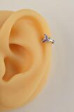 Mor Kelebek Halka Tragus Piercing Helix Kıkırdak Lob Gümüş Renkli