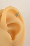 Kelebek Piercing Helix Kıkırdak Lob Gümüş Renkli