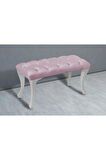 Classic Chester Model Kapitoneli Pembe Puf - Beyaz Ayak