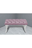 Classic Chester Model Kapitoneli Pembe Puf - Beyaz Ayak