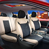 Bmw 2 SERİSİ 216d Deri Detaylı Süet Oto Koltuk Kılıfı Ön Arka Set Premium Tasarım Bej Siyah FS