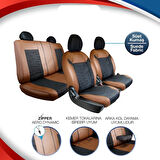 Bmw 2 SERİSİ 216d Deri Detaylı Süet Oto Koltuk Kılıfı Ön Arka Set Premium Tasarım Kahverengi Siyah FS
