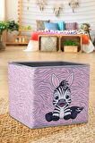 Zebra Baskılı Pudra Pembe Renk Kapaksız Kutu 30x30x30 Cm