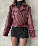 PRİFALDİ SUNİ DERİ CROP BIKER CEKET