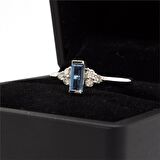 Emerald London Blue Topaz Pırlantalı Yüzük
