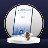 Oval Dumanlı Kuvars Pırlantalı Yüzük