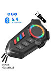 Fener Işık Özellikli Kask Kulaklık Su Geçirmez Bluetooth 5.4 Motosiklet Kask Kulaklığı RGB Işıklı